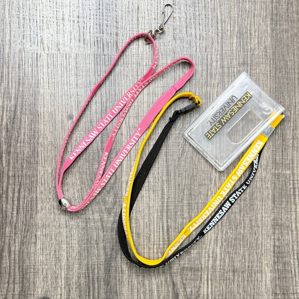 Kennesaw State University KSU Lanyards Lot 2 ID Badge Holder Pink Black Gold Set